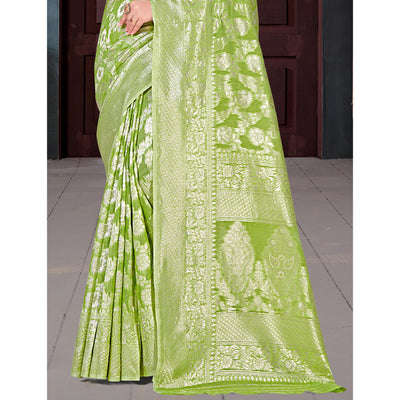 green-floral-woven-cotton-blend-saree-2