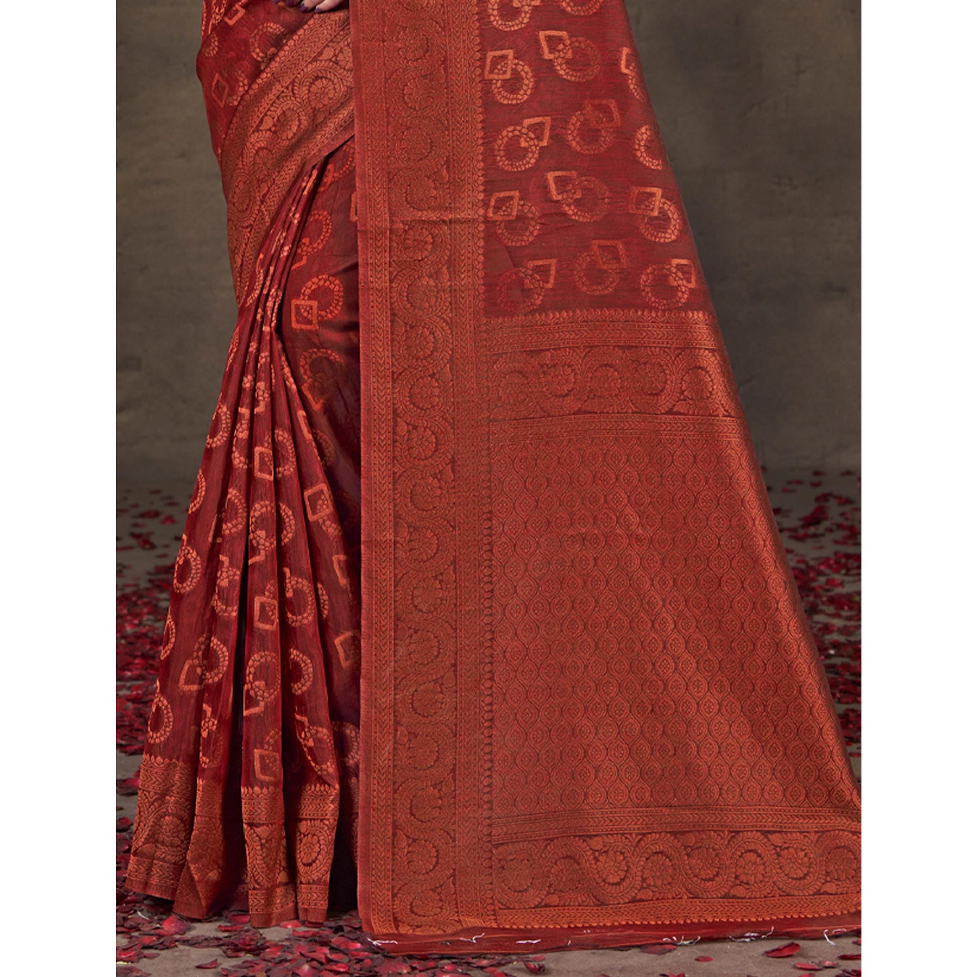 Maroon Woven Cotton Silk Saree