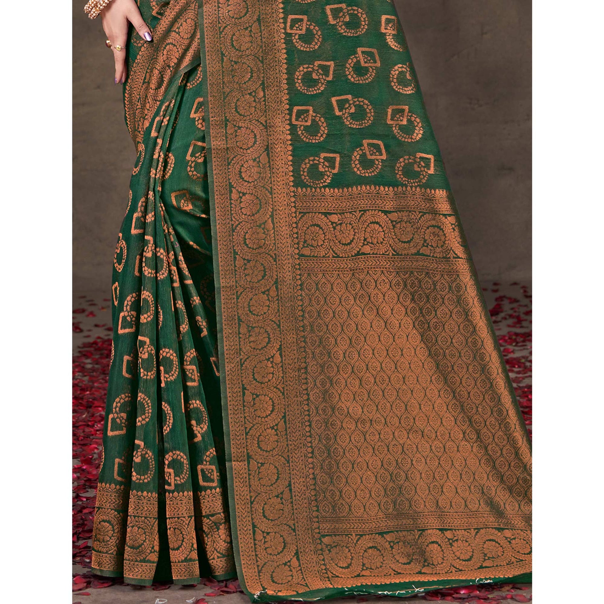 green-woven-printed-cotton-silk-saree
