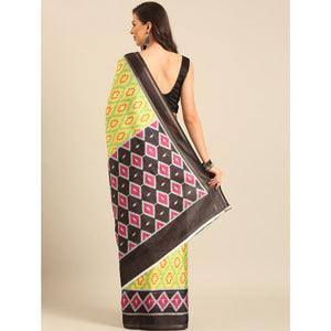 green-digital-patola-printed-cotton-blend-saree