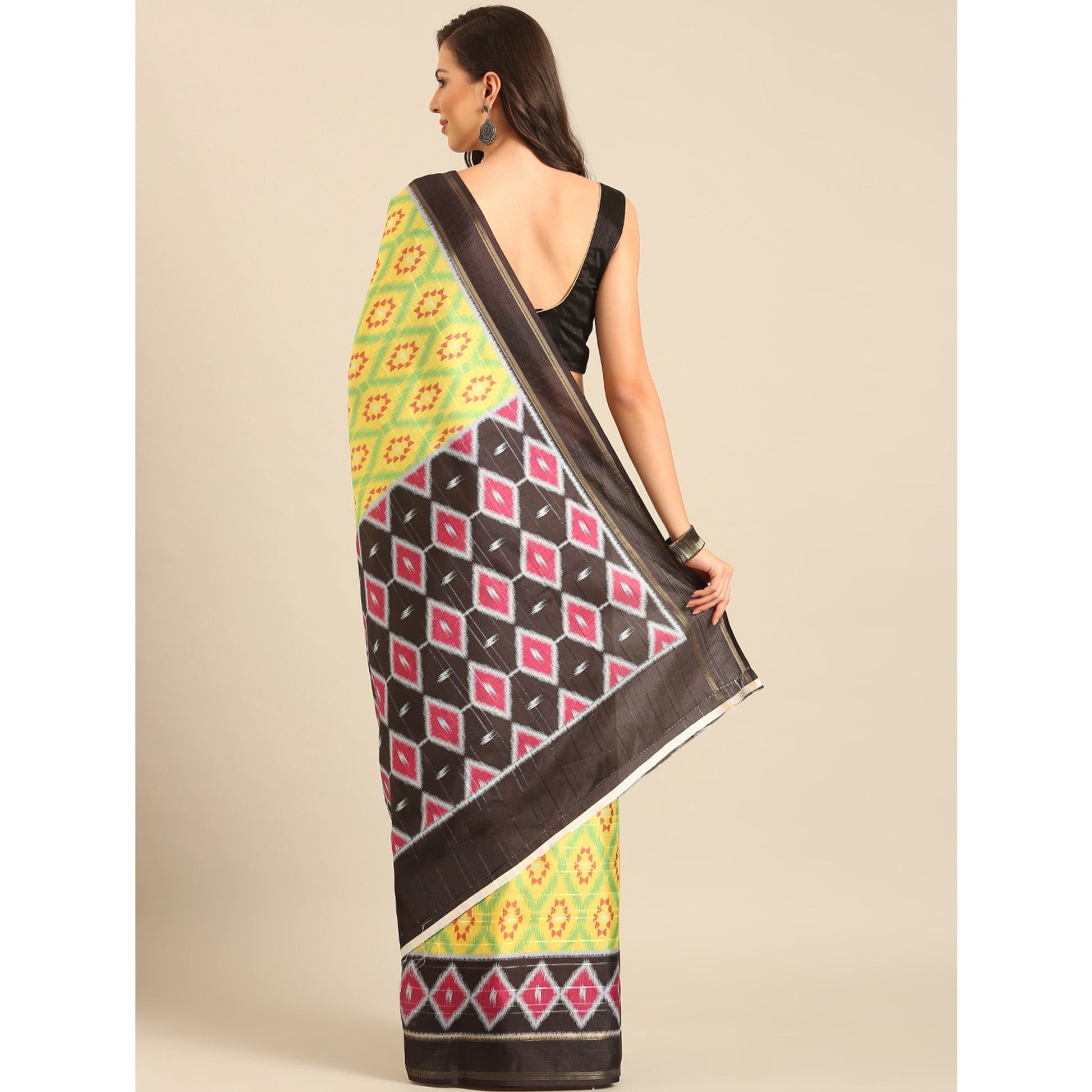 green-digital-patola-printed-cotton-blend-saree