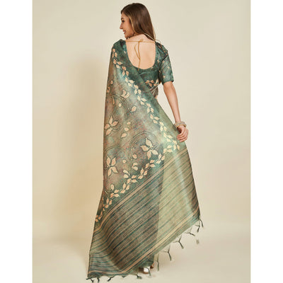 green-digital-printed-bhagalpuri-silk-saree-with-tassels-2