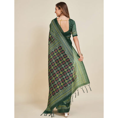 green-digital-printed-bhagalpuri-silk-saree-with-tassels-1