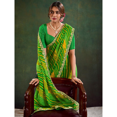 green-printed-chiffon-saree-with-sequins-border-2