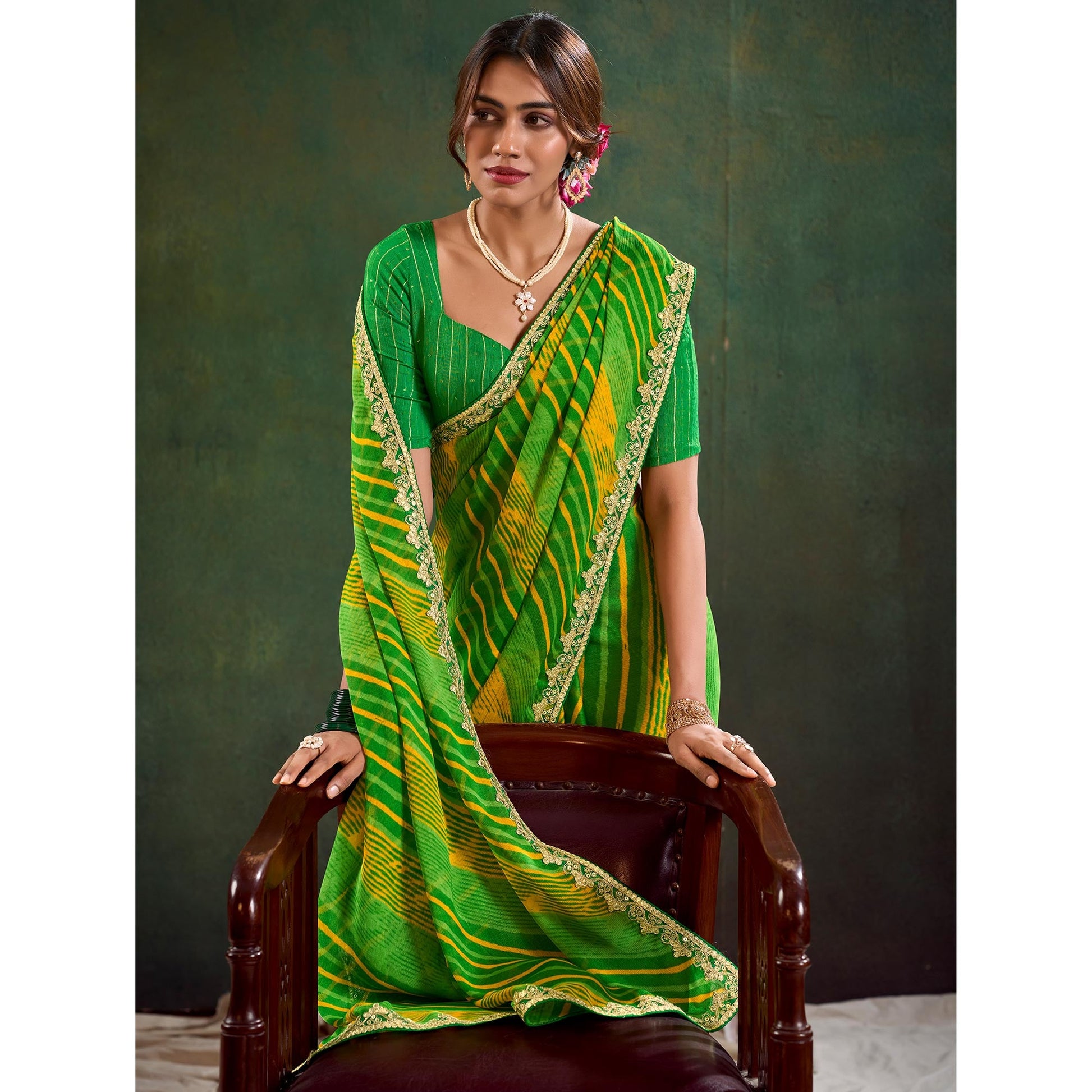 green-printed-chiffon-saree-with-sequins-border-2