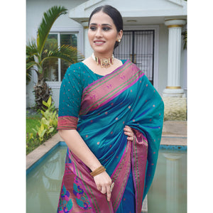 Morpich Woven Paithani Art Silk Saree