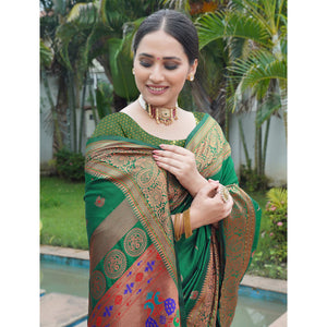 green-woven-paithani-art-silk-saree-3