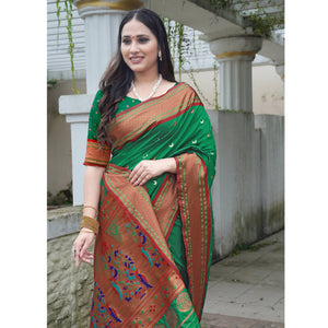 green-woven-paithani-art-silk-saree-4