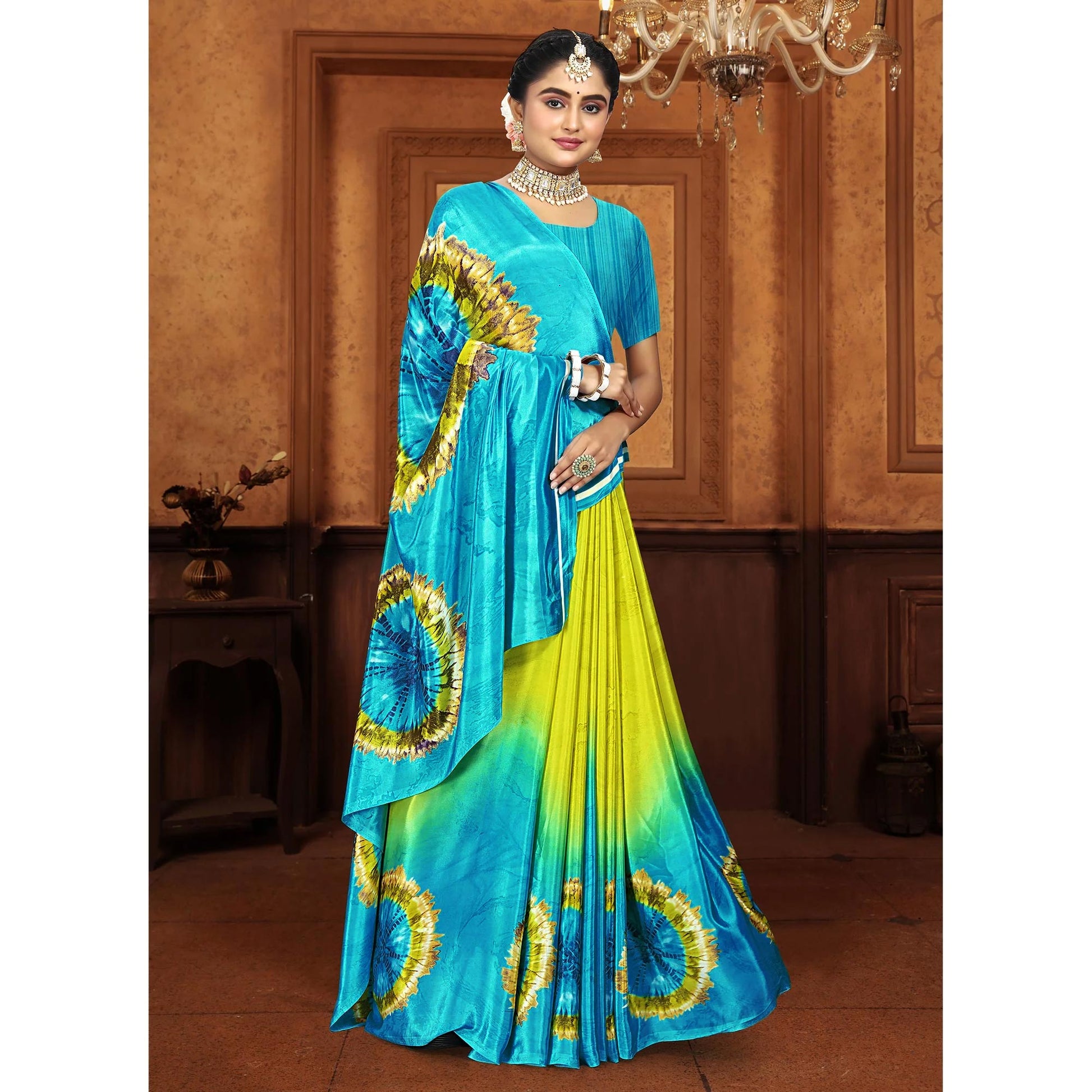 green-turquoise-printed-crepe-silk-saree