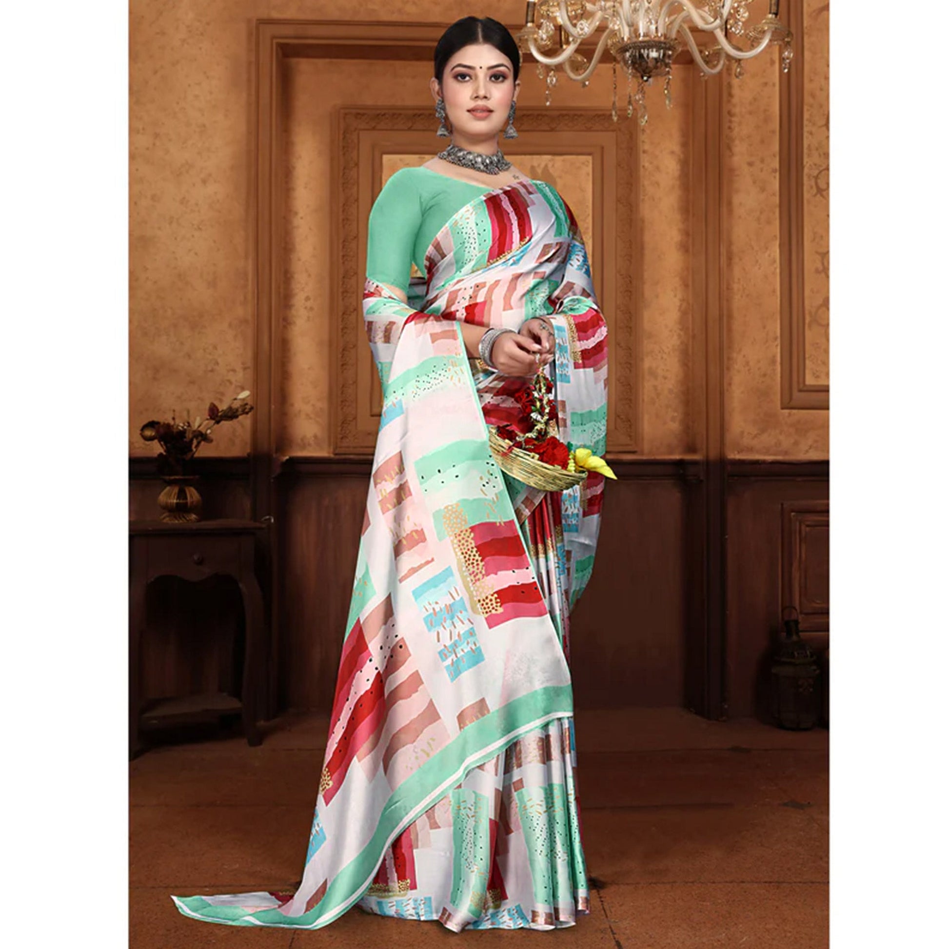 Multicolor Digital Printed Georgette Saree