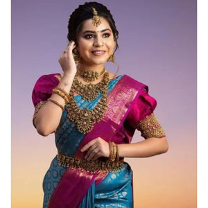 Blue Woven Banarasi Silk Saree