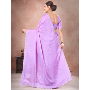 Light Purple Swarovski Work Satin Saree