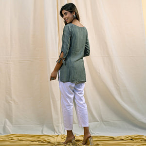 Light Green Printed Chanderi Top