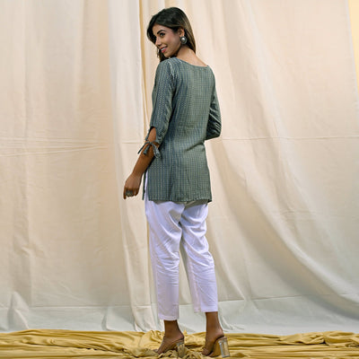 Light Green Printed Chanderi Top