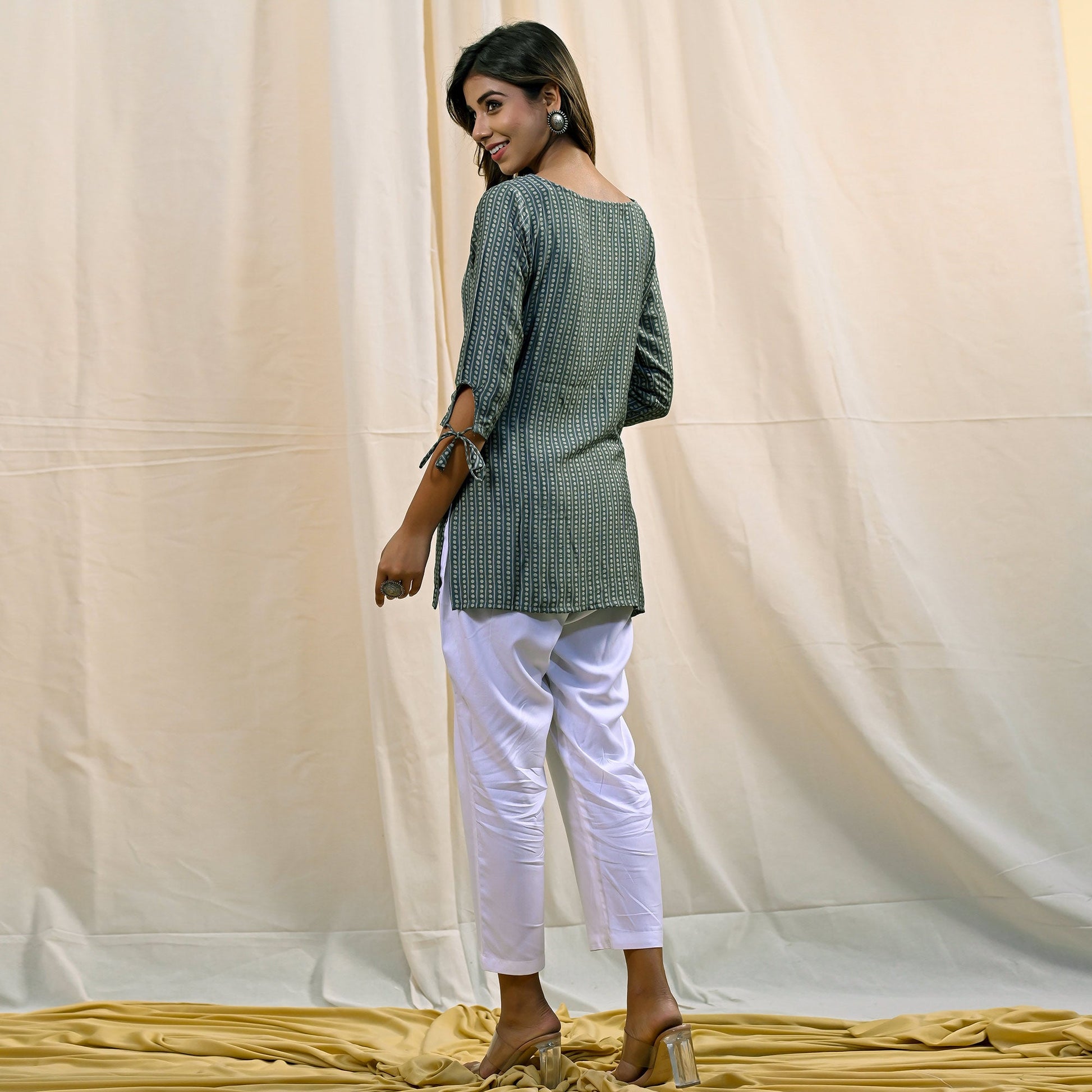 Light Green Printed Chanderi Top