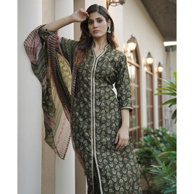 green-floral-foil-printed-modal-suit