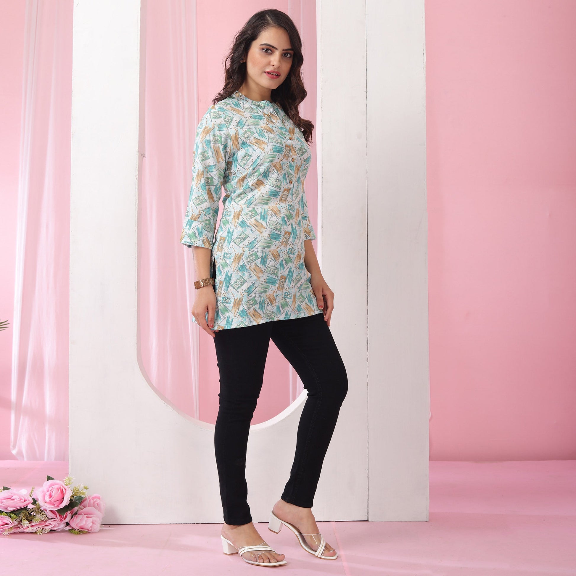 green-foil-printed-rayon-top