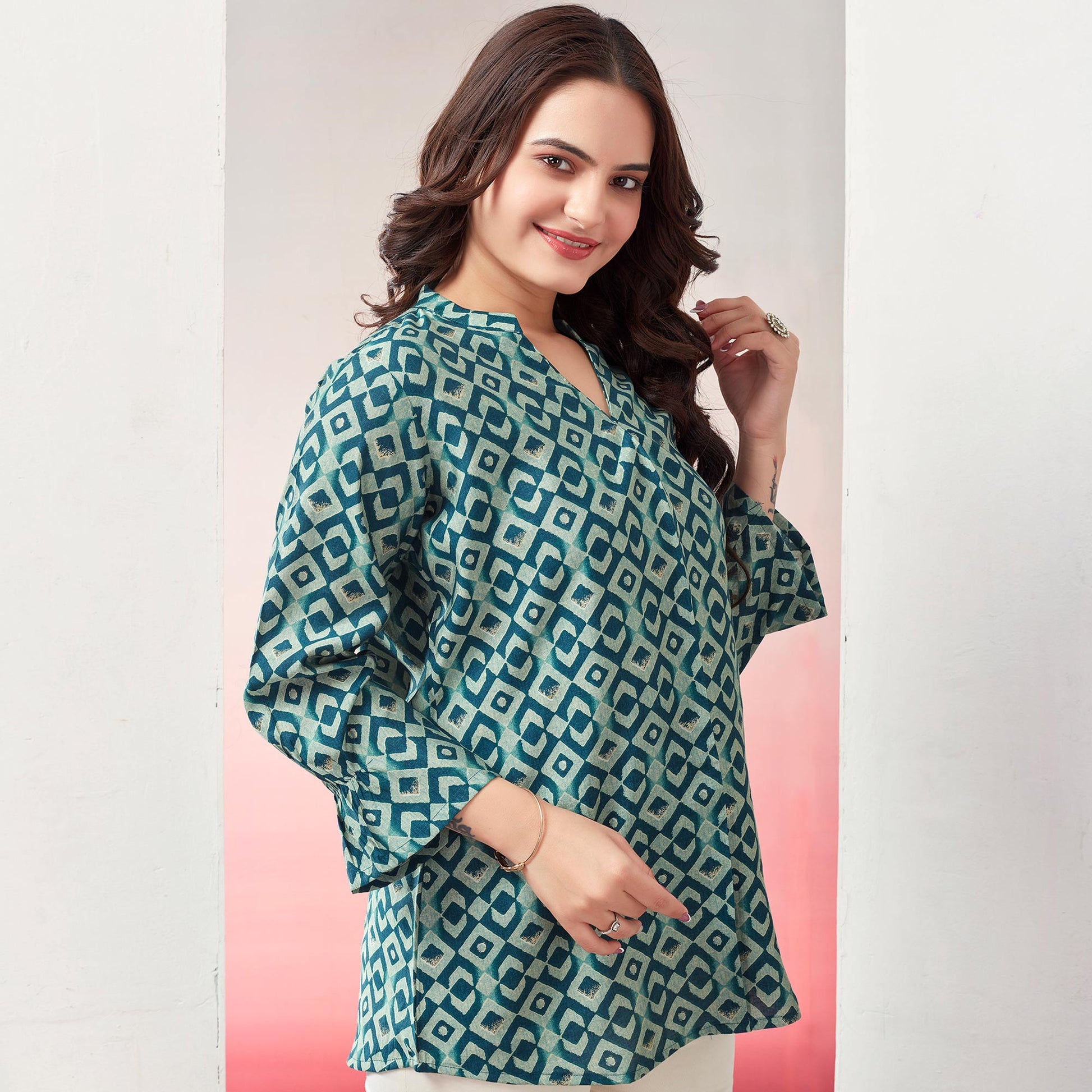Morpich Printed Chanderi Silk Straight Top