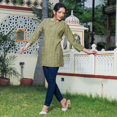 green-floral-printed-modal-top