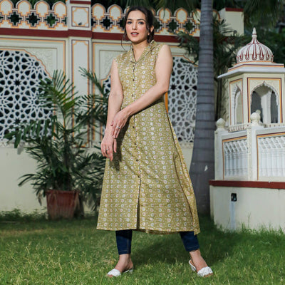 green-floral-foil-printed-pure-cotton-dress