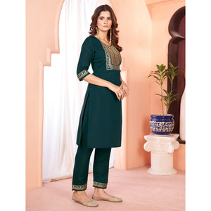 Blue Sequins Embroidered Viscose Salwar Suit