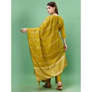 Mehendi Green Mirror Embroidered Viscose Salwar Suit