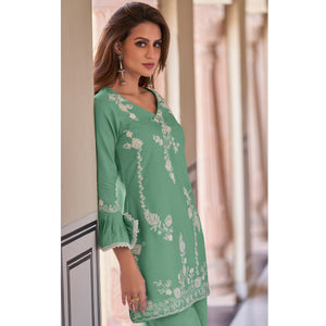 green-floral-embroidered-rayon-co-ord-set