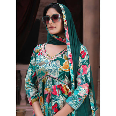green-floral-printed-rayon-alia-cut-salwar-suit