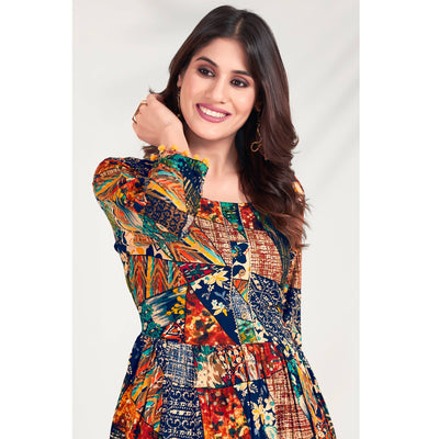 Multicolor Foil Printed Rayon Co Ord Set