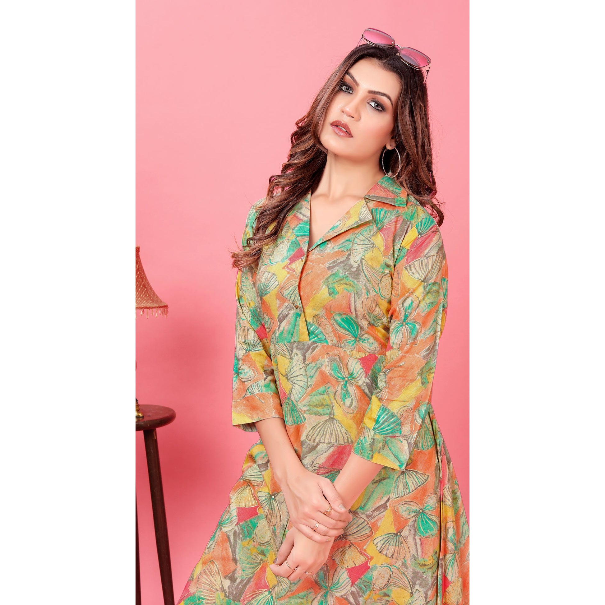 Multicolor Floral Printed Rayon Co Ord Set