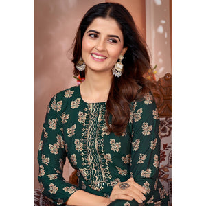 green-foil-printed-viscose-straight-kurti-sets