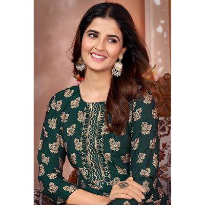 green-foil-printed-viscose-straight-kurti-sets