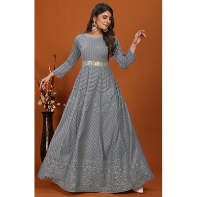 grey-floral-sequins-embroidered-georgette-gown