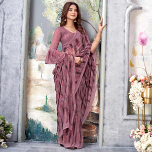 Mauve Printed Georgette Saree