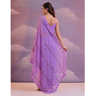 Lavender Sequins Embroidered Georgette Saree