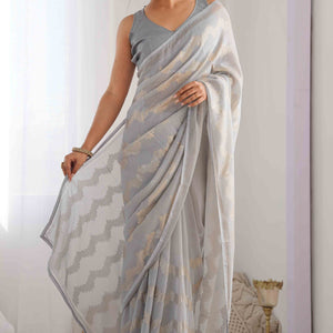 Grey Sequins Embroidered Georgette Saree
