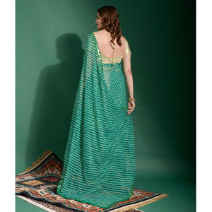 green-lehriya-printed-with-embroidered-border-chiffon-saree