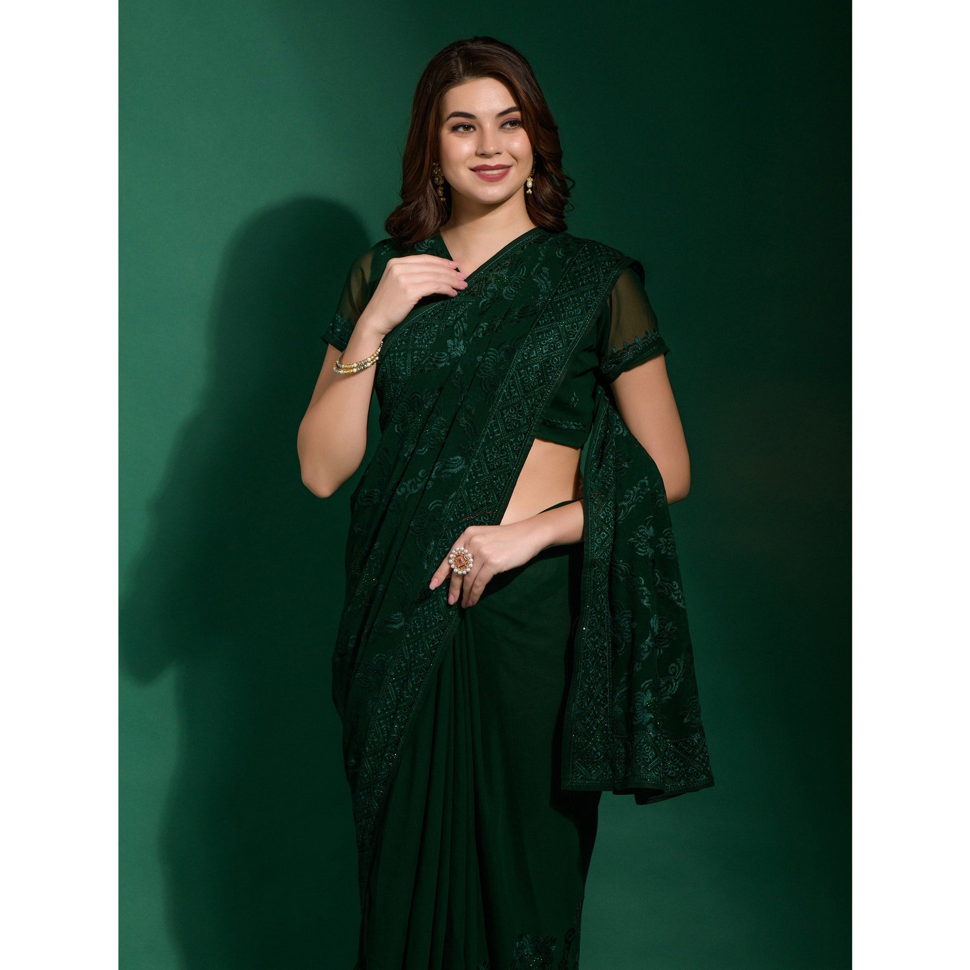green-floral-embroidered-georgette-saree