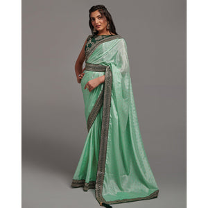 green-foil-printed-with-embroidered-border-chinon-saree-1