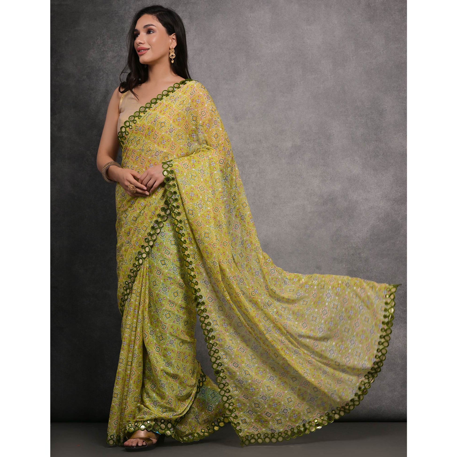 green-foil-printed-with-mirror-work-georgette-saree