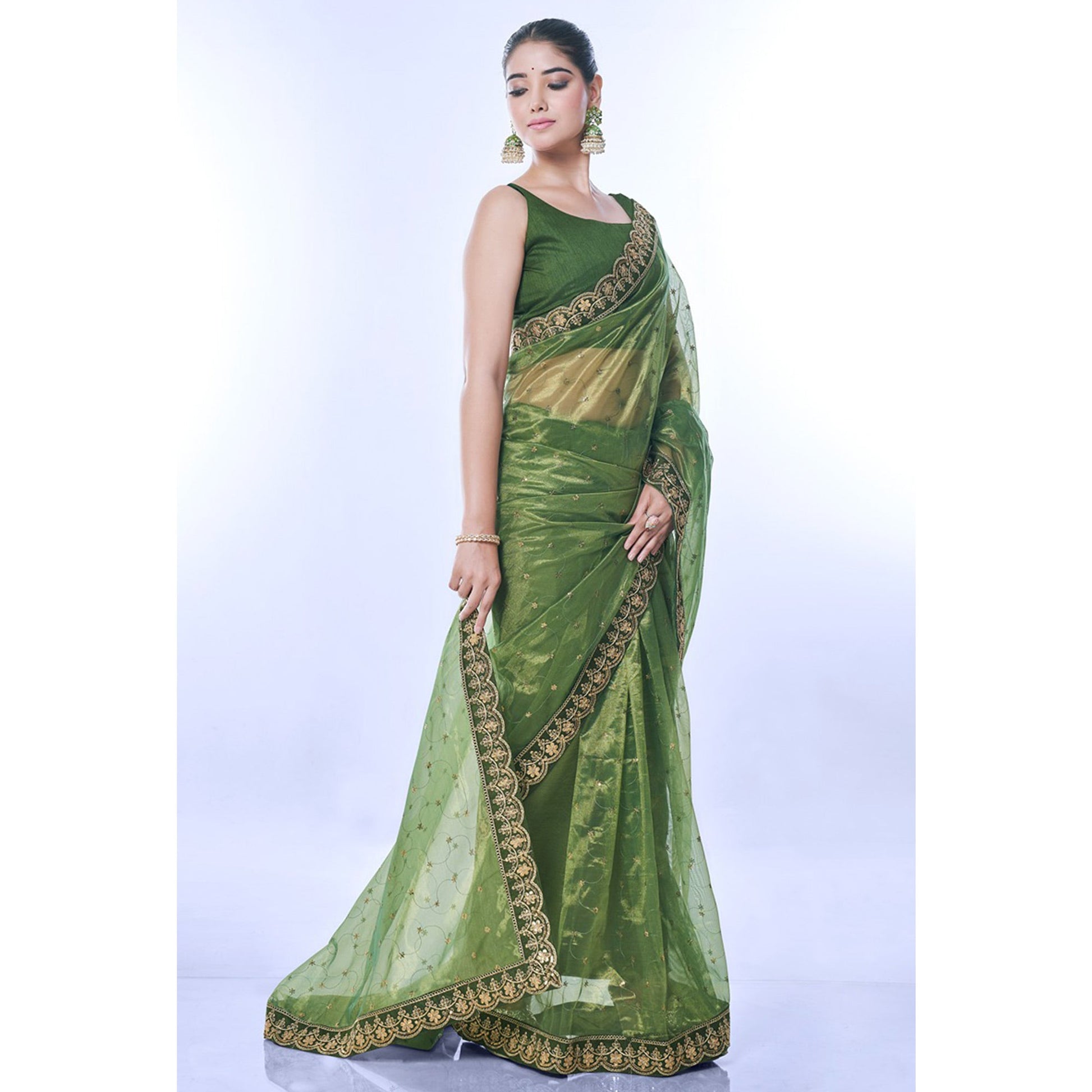 green-sequins-embroidered-net-saree