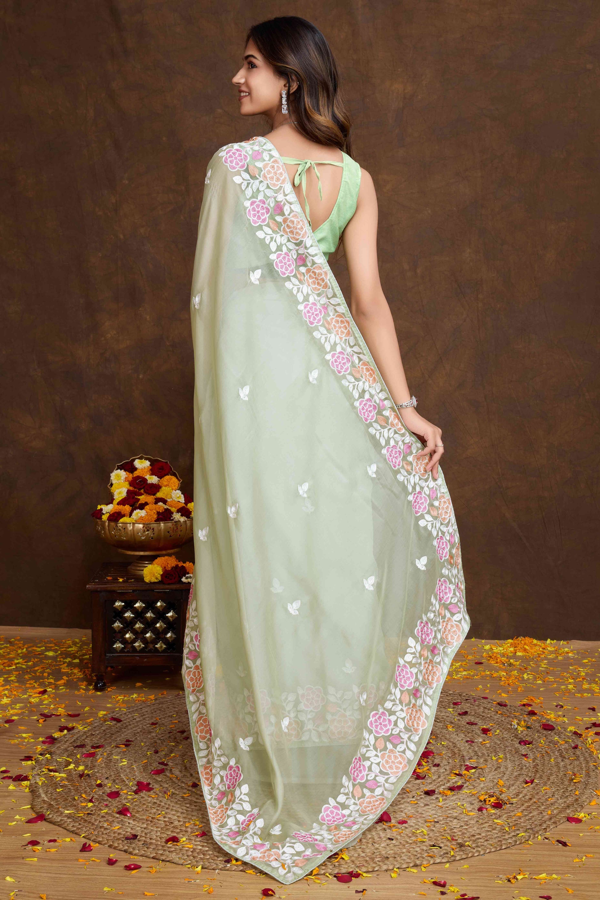 green-floral-sequins-embroidered-organza-silk-saree