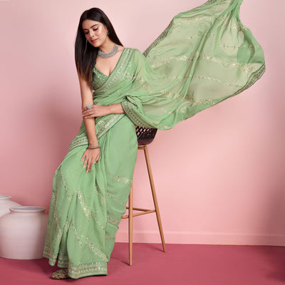 green-floral-sequins-embroidered-organza-saree