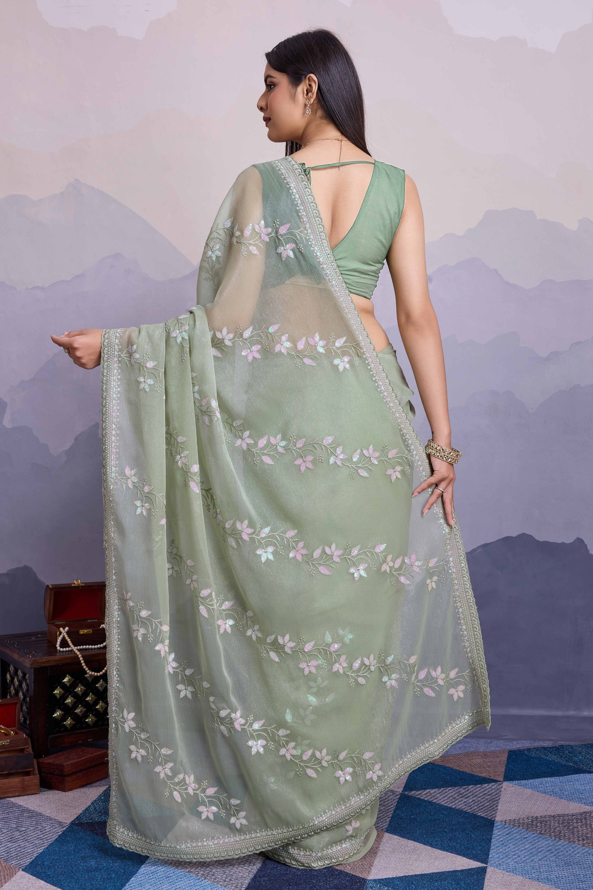 green-floral-sequins-embroidered-chiffon-saree-15