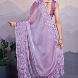 Lavender Floral Sequins Embroidered Jimmi Choo Zoya Silk Saree