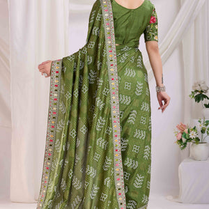 green-bandhani-printed-with-embroidered-border-vichitra-silk-saree