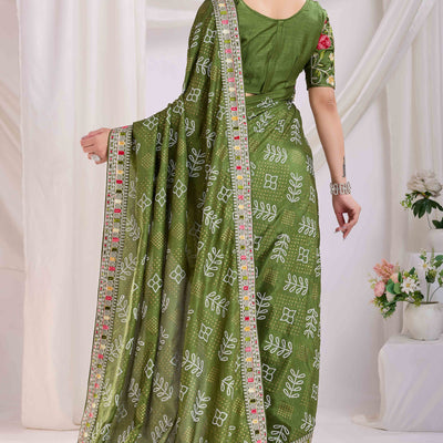 green-bandhani-printed-with-embroidered-border-vichitra-silk-saree