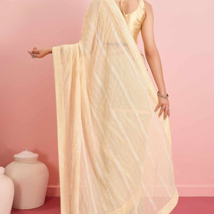 Cream Sequins Embroidered Georgette Saree