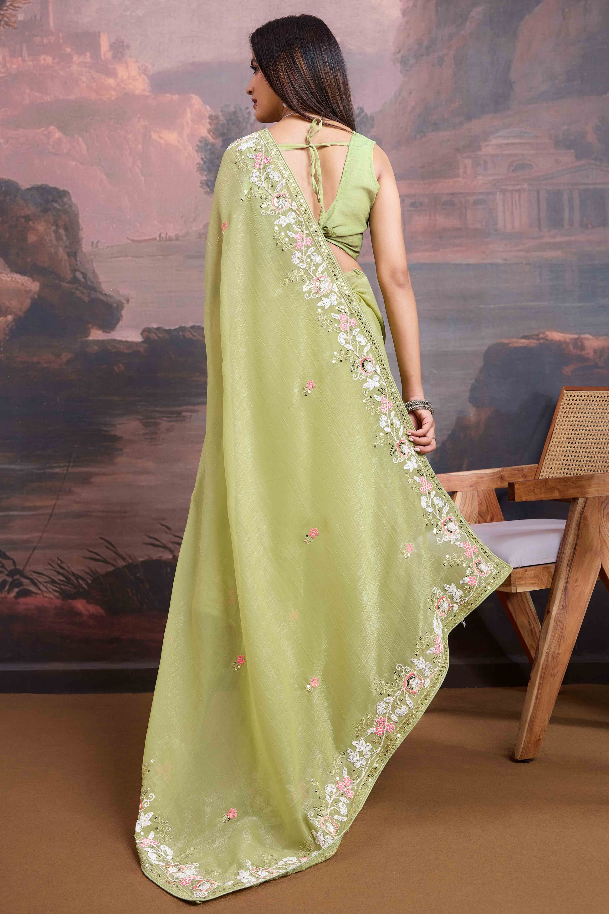 green-floral-sequins-embroidered-organza-saree-7
