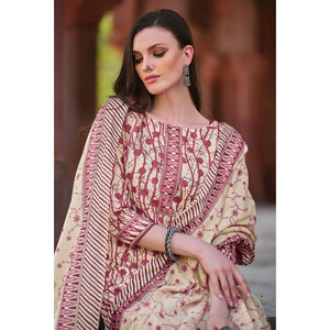 Dusty Pink Printed Pure Cotton Dress Material